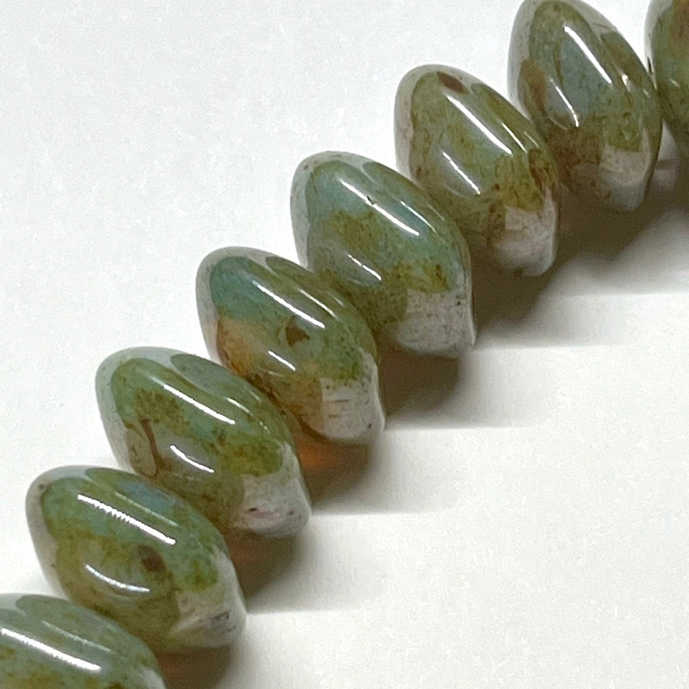 As Low As $2 Turquoise Green Picasso Lustre Czech Square Pillows 12mm x 7mm